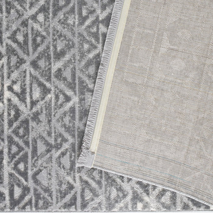 Conceptum Notta 1108 Alfombra de Pasillo Gris y Crema 80 x 150 cm